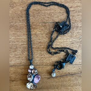 Elegant Konplott by Miranda Ko Black Chain Necklace with Gemstones Pendant